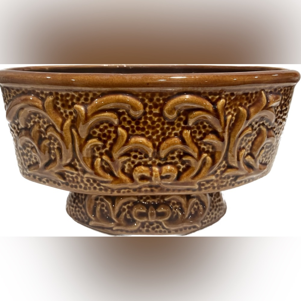 Vintage brown mid century planter ceramic